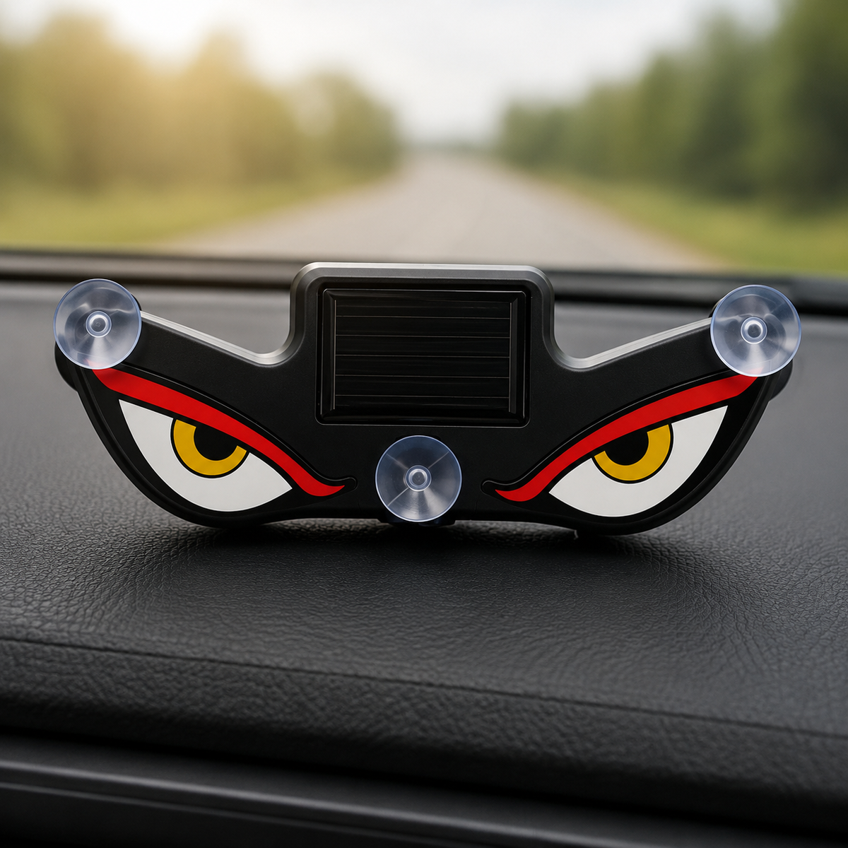 Solar powered Devil Eye car light from GEARPIX, decorative red LED light with devil eye design for vehicle customization.