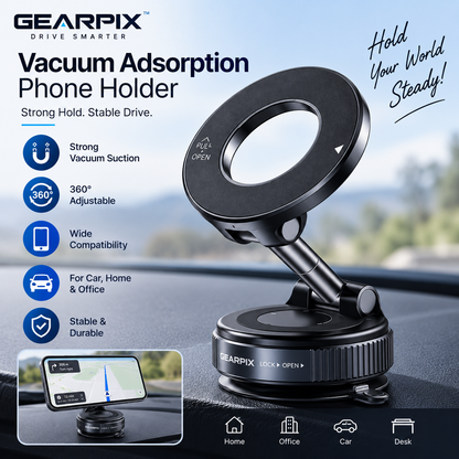 Gearpix Vacuum Suction Magnetic Phone Holder – 360° Adjustable Car Mount