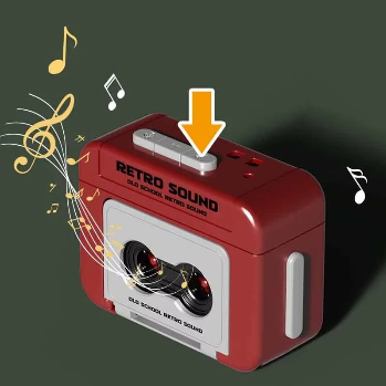 Gearpix mini retro cassette voice recorder keychain with built-in microphone and compact design for portable audio recording.