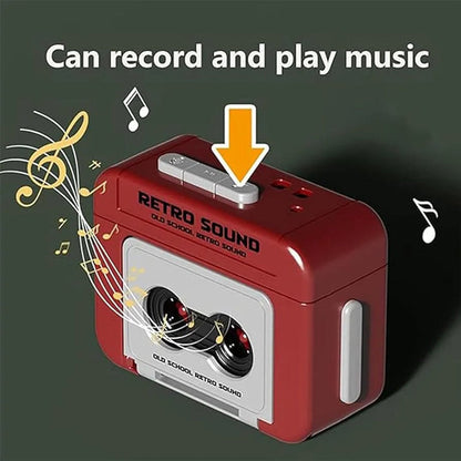 Mini retro cassette voice recorder keychain by GEARPIX, compact and portable with vintage cassette design and recording features.