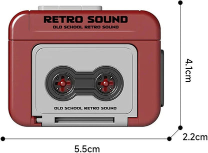 GearPix mini retro cassette voice recorder keychain, compact and portable voice recording device with vintage cassette design.