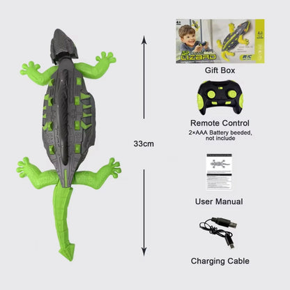 GearPix wall climbing RC lizard toy, a remote control gravity-defying reptile with realistic lizard features.