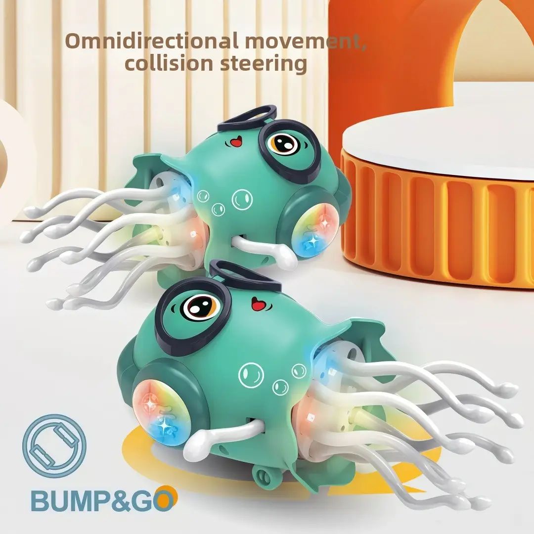 Gearpix Magic Dancing Jellyfish toy with LED lights, bump and go electric musical toy featuring colorful, animated jellyfish design.
