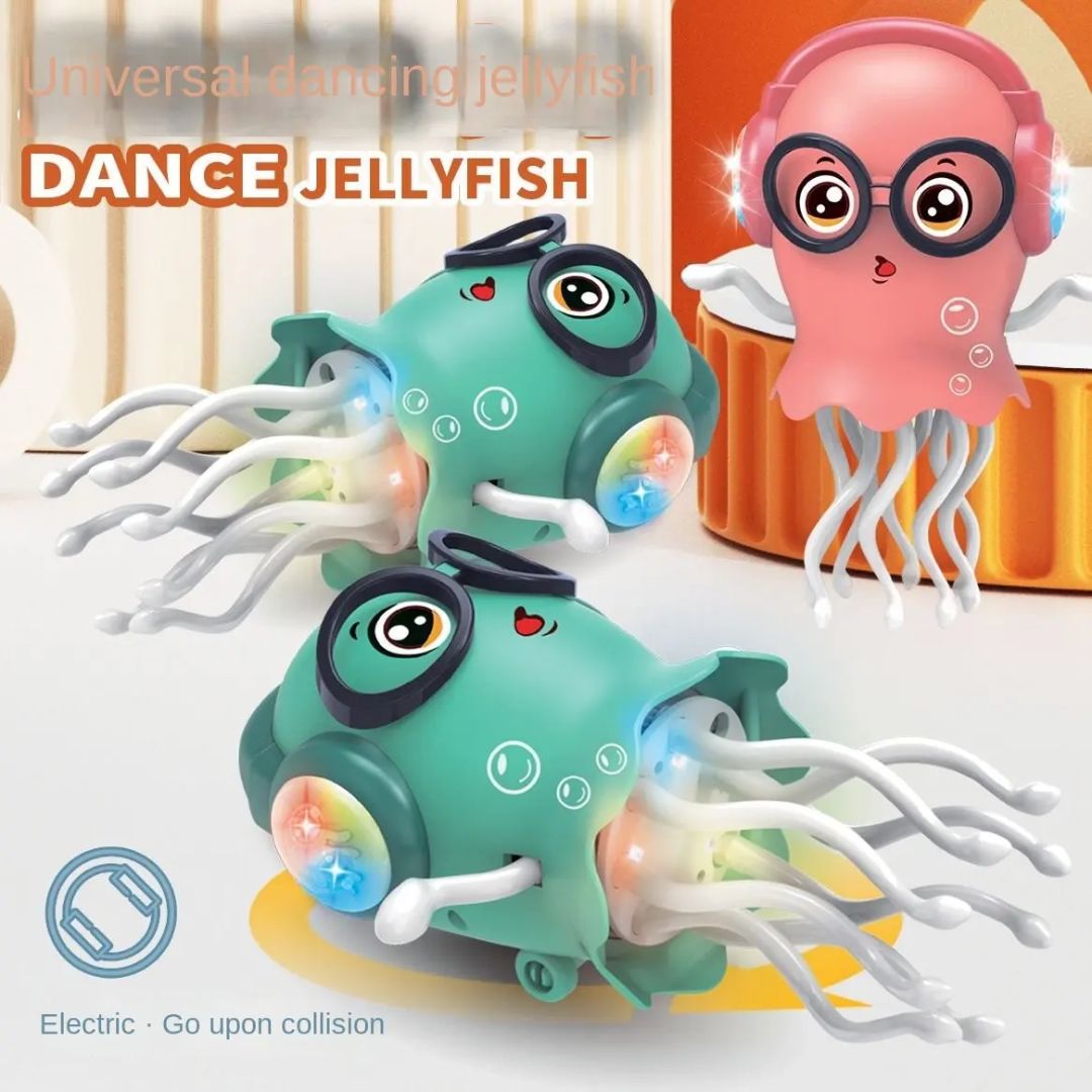 Gearpix Magic Dancing Jellyfish Toy with LED lights, bump and go electric musical toy featuring colorful, glowing jellyfish design